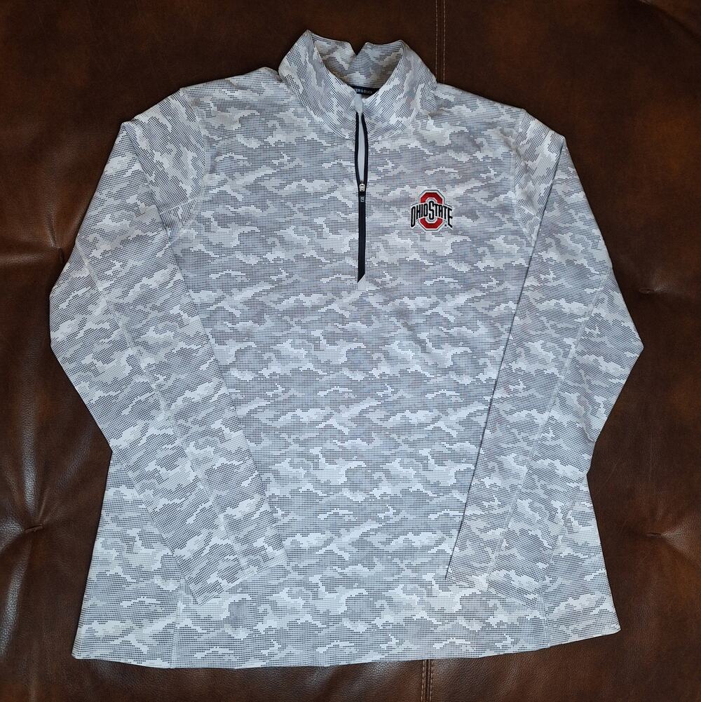 ​Cutter & Buck Ohio State Buckeyes Women XXL 1/4 Zip Pullover Camo Top NWOT